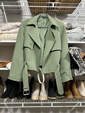 Women’s Express Olive Green Belted Crop Jacket